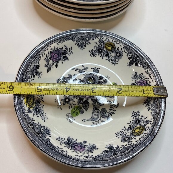 Set Of Six Vtg Egersund Norway Black Pheasant Transferware Shallow Bowls - Picture 16 of 16